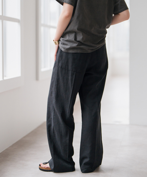 Spick＆Span パンツ ハイブリッドラミー1タックパンツ