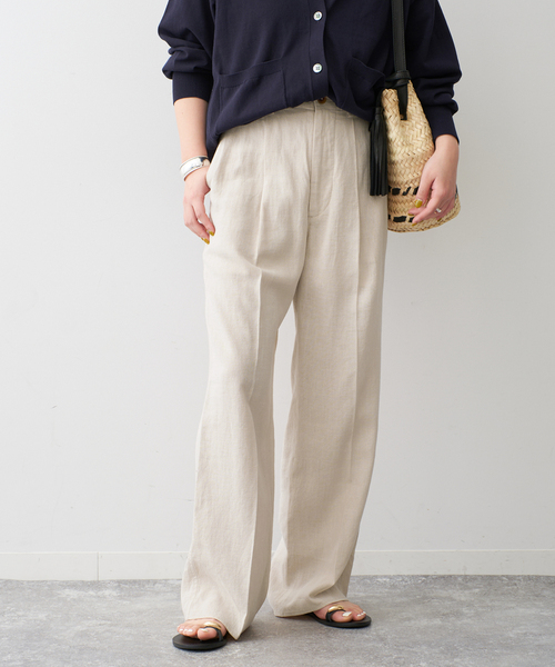 Spick＆Span パンツ ハイブリッドラミー1タックパンツ