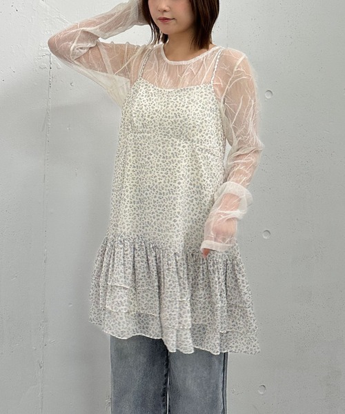 archives（アルシーヴ）の「フリルティアードミニキャミワンピース（ワンピース・レディース・アイボリー/ブラック/オフホワイト・MEDIUM）」の2枚目の写真