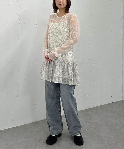 archives（アルシーヴ）の「フリルティアードミニキャミワンピース（ワンピース・レディース・アイボリー/ブラック/オフホワイト・MEDIUM）」の14枚目の写真