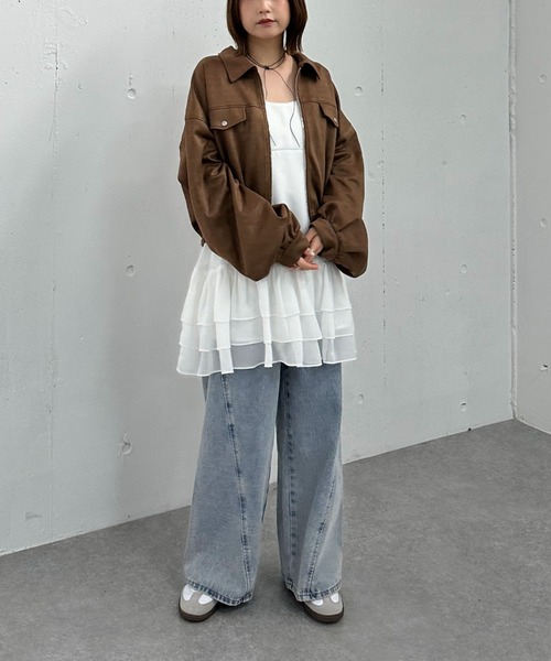 archives（アルシーヴ）の「フリルティアードミニキャミワンピース（ワンピース・レディース・アイボリー/ブラック/オフホワイト・MEDIUM）」の4枚目の写真