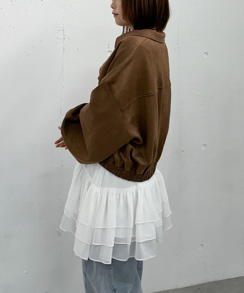 archives（アルシーヴ）の「フリルティアードミニキャミワンピース（ワンピース・レディース・アイボリー/ブラック/オフホワイト・MEDIUM）」の5枚目の写真