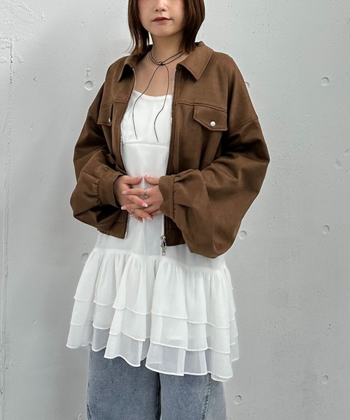 archives（アルシーヴ）の「フリルティアードミニキャミワンピース（ワンピース・レディース・アイボリー/ブラック/オフホワイト・MEDIUM）」の6枚目の写真