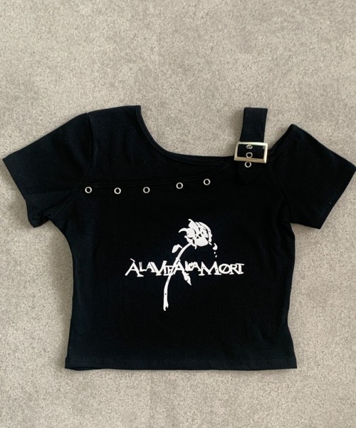 美品✨着物袖ワンショルダー 黒メッシュ トップス レアデザイン  ／Ｄ＆Ｇ GD BICOLORワンショルダーデザインショートトップス[品番