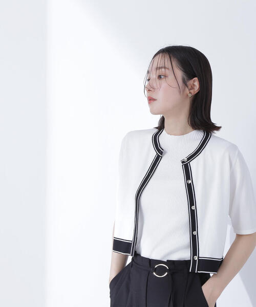 NATURAL BEAUTY BASIC(ナチュラルビューティーベーシック)の「◇ボトルネックバイカラーアンサンブル(カーディガン/ボレロ・レディース・ベージュ系その他/ブルー系その他6/ホワイト系その他・FREE)」の7枚目の写真