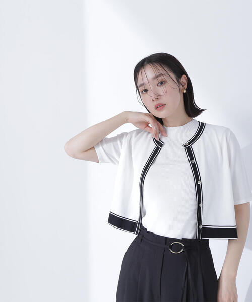 NATURAL BEAUTY BASIC(ナチュラルビューティーベーシック)の「◇ボトルネックバイカラーアンサンブル(カーディガン/ボレロ・レディース・ベージュ系その他/ブルー系その他6/ホワイト系その他・FREE)」の9枚目の写真