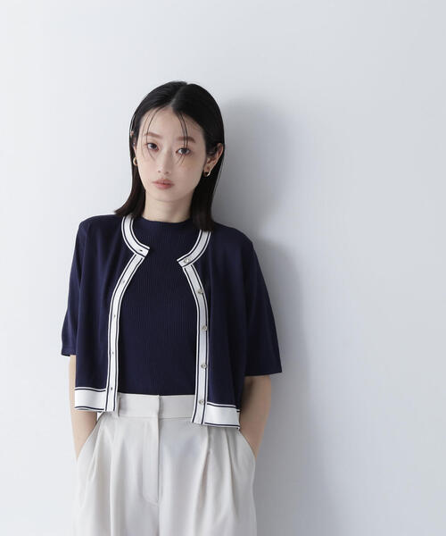 NATURAL BEAUTY BASIC(ナチュラルビューティーベーシック)の「◇ボトルネックバイカラーアンサンブル(カーディガン/ボレロ・レディース・ベージュ系その他/ブルー系その他6/ホワイト系その他・FREE)」の4枚目の写真