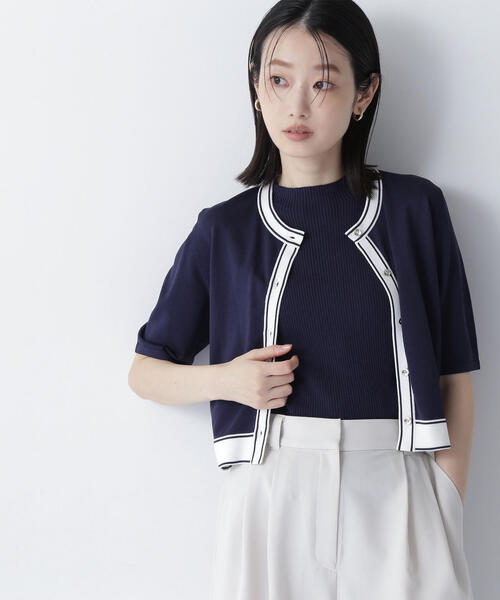 NATURAL BEAUTY BASIC(ナチュラルビューティーベーシック)の「◇ボトルネックバイカラーアンサンブル(カーディガン/ボレロ・レディース・ベージュ系その他/ブルー系その他6/ホワイト系その他・FREE)」の3枚目の写真