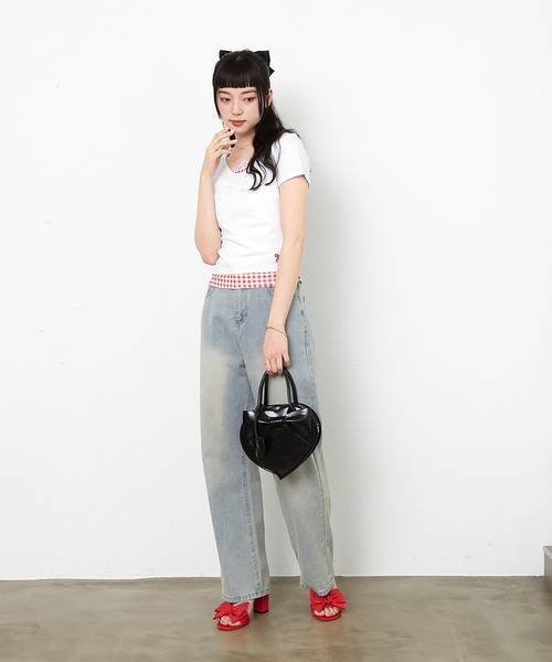 paravion（パラビオン）の「ハート型リボンバッグ（ハンドバッグ・レディース・ブラック/ホワイト・FREE）」の10枚目の写真