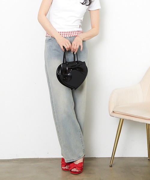 paravion（パラビオン）の「ハート型リボンバッグ（ハンドバッグ・レディース・ブラック/ホワイト・FREE）」の12枚目の写真