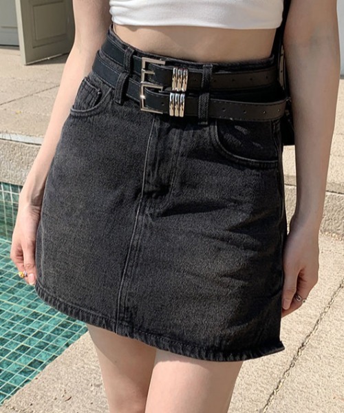 Teem Store(チームストア)の「【ベルト付き】ダブルウエスト デニムミニスカート(スカート・レディース・ブルー/ブラック・M/L)」の19枚目の写真