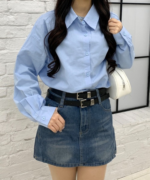 Teem Store(チームストア)の「【ベルト付き】ダブルウエスト デニムミニスカート(スカート・レディース・ブルー/ブラック・M/L)」の9枚目の写真