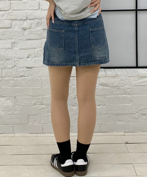Teem Store(チームストア)の「【ベルト付き】ダブルウエスト デニムミニスカート(スカート・レディース・ブルー/ブラック・M/L)」の16枚目の写真