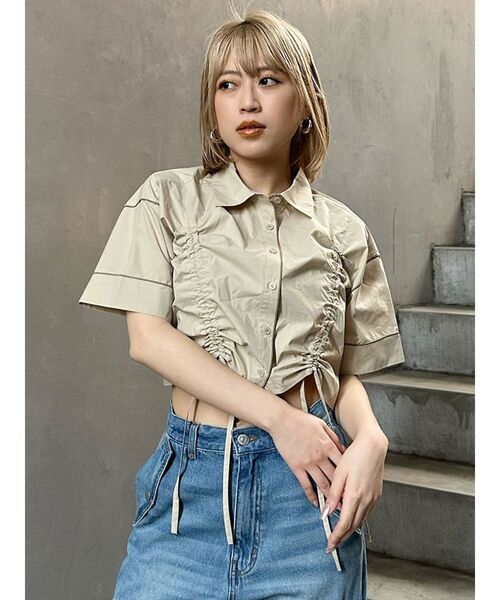 MURUA（ムルーア）の「バイカラーシャーリングシャツ（シャツ/ブラウス・レディース・ホワイト/ブラック/ブルー/ベージュ・FREE）」の10枚目の写真