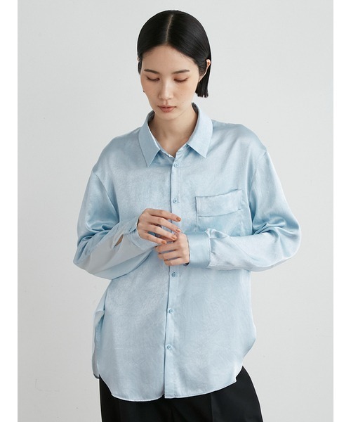 MIESROHE（ミースロエ）の「BACKｼｱｰｻﾃﾝｼｬﾂ（シャツ/ブラウス・レディース・ブラック/ホワイト/ライトブルー・FREE）」の6枚目の写真