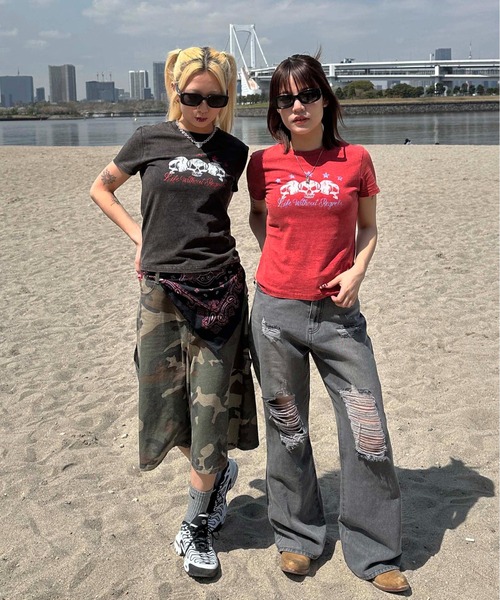sedacle girl（セダクルガール）の「スカルプリント加工T（Tシャツ/カットソー・レディース・ボルドー/ブラック・SMALL/MEDIUM）」の13枚目の写真