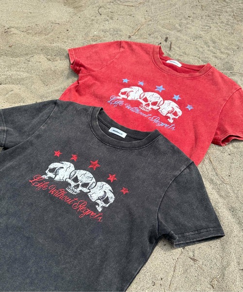 sedacle girl（セダクルガール）の「スカルプリント加工T（Tシャツ/カットソー・レディース・ボルドー/ブラック・SMALL/MEDIUM）」の22枚目の写真