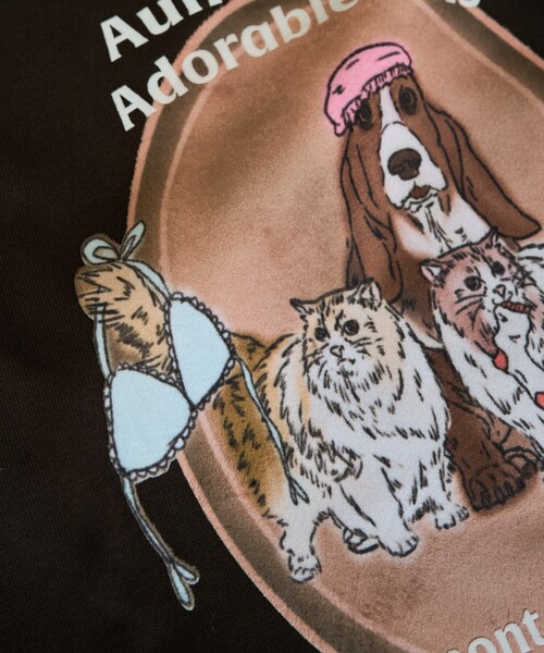 セール】限定展開 DOG＆CAT フロッキー プリント 半袖 Tシャツ