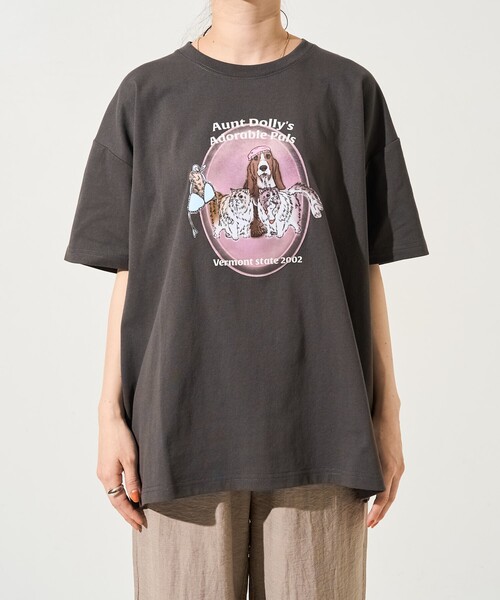 セール】限定展開 DOG＆CAT フロッキー プリント 半袖 Tシャツ