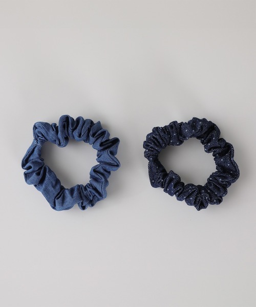 Monocoro toppi(モノコロトッピ)の「デニム ドット 2個セット ミニシュシュ(シュシュ・レディース・インディゴブルー・フリー)」の8枚目の写真