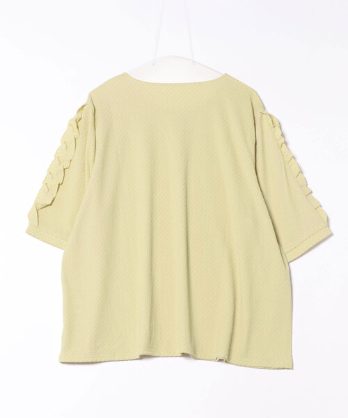 leswel（レスウェル）の「【L～5L 大きいサイズ】ジャガードニットフリルスリーブプルオーバー 6分袖 春夏（Tシャツ/カットソー・レディース・ブラック/ブラウン/グリーン・5L/3L/LL/4L/L）」の10枚目の写真