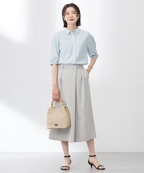 J.PRESS Ladies(J.プレス レディス)の「【洗える】BEZ 空羽ストライプ シャツ ブラウス(シャツ/ブラウス・レディース・ネイビー系1/ピーコックグリーン系1/ホワイト系1/ピンク系1・XS)」の7枚目の写真