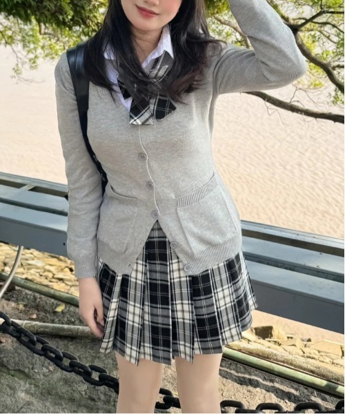 AsheKsha(アシクシャ)の「【新作】アジャスタブルリボンJKスカート(スカート・レディース・ブルー/ブラック/ピンク/ネイビー・F)」の9枚目の写真