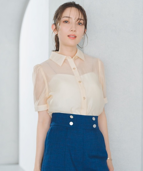 ミッシュマッシュ MISCH MASCH 2025春夏新作 クロップドシアーシャツ （BEIGE） MI1814EW063135_14_l.jpg