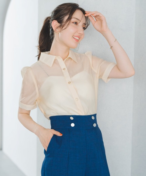 ミッシュマッシュ MISCH MASCH 2025春夏新作 シアー半袖シャツ （WHITE） ミッシュマッシュ MISCH MASCH 2025春夏新作 シアー半袖シャツ
