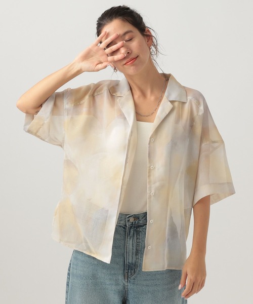 BAYFLOW（ベイフロー）の「ニュアンスパターン半袖シャツ（シャツ/ブラウス・レディース・グレー/イエロー/ピンク・FREE）」の5枚目の写真