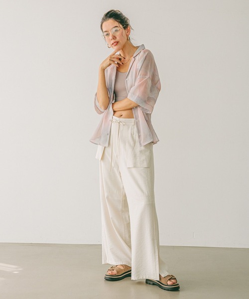 BAYFLOW（ベイフロー）の「ニュアンスパターン半袖シャツ（シャツ/ブラウス・レディース・グレー/イエロー/ピンク・FREE）」の18枚目の写真