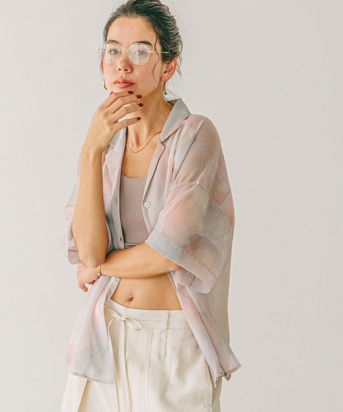 BAYFLOW（ベイフロー）の「ニュアンスパターン半袖シャツ（シャツ/ブラウス・レディース・グレー/イエロー/ピンク・FREE）」の19枚目の写真