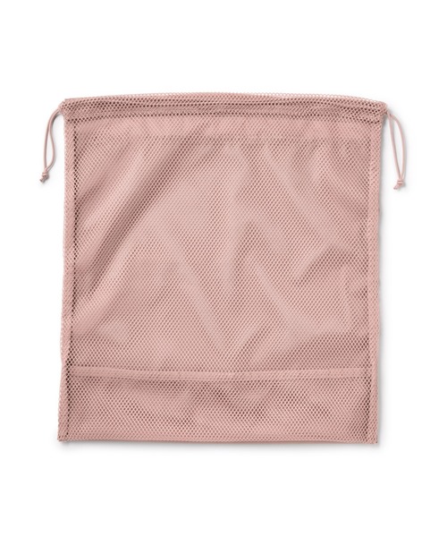 無印良品(ムジルシリョウヒン)の「ポリエステルメッシュ巾着 ダブルタイプ L 約34×37×14cm(トラベルグッズ・レディース・ブラック/カーキ/ピンク・L)」の3枚目の写真