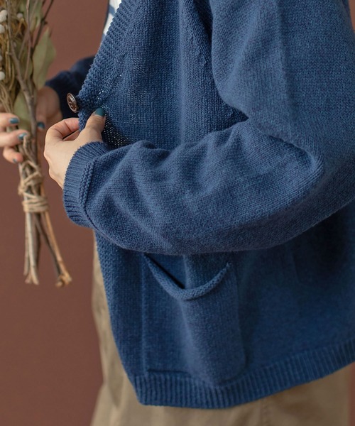 PAR ICI（パーリッシィ）の「シルクコットン ホールガーメントVネックカーディガン（カーディガン/ボレロ・レディース・レッド/ネイビー/グレー・FREE）」の14枚目の写真