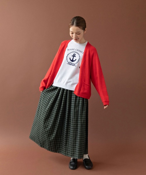 PAR ICI（パーリッシィ）の「シルクコットン ホールガーメントVネックカーディガン（カーディガン/ボレロ・レディース・レッド/ネイビー/グレー・FREE）」の6枚目の写真