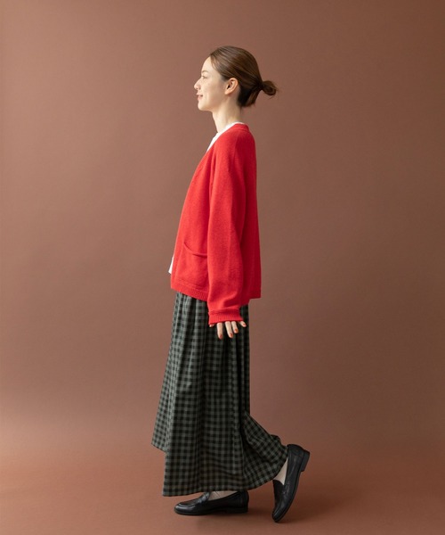 PAR ICI（パーリッシィ）の「シルクコットン ホールガーメントVネックカーディガン（カーディガン/ボレロ・レディース・レッド/ネイビー/グレー・FREE）」の7枚目の写真