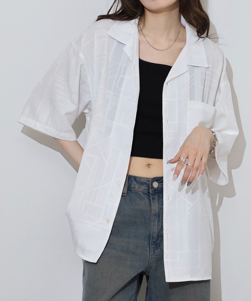 many men many mind(メニーメンメニーマインド)の「MANYMENMANYMINDS ジャガード開襟シャツ(シャツ/ブラウス・メンズ・ベージュ/ホワイト/ブラック・M/L)」の5枚目の写真