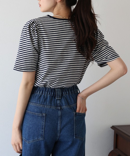 BLUEEAST（ブルーイースト）の「パイピングリボンタックTシャツ（Tシャツ/カットソー・レディース・アイボリー/ネイビー系/ブラック系/ブラック/ミント・MEDIUM）」の21枚目の写真
