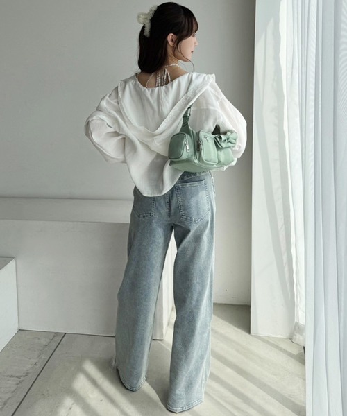 one after another NICE CLAUP(ワンアフターアナザーナイスクラップ)の「リボンポケット付きショルダーバッグ(ショルダーバッグ・レディース・ブラウン/ミント/チャコールグレー/アイボリー・FREE)」の13枚目の写真