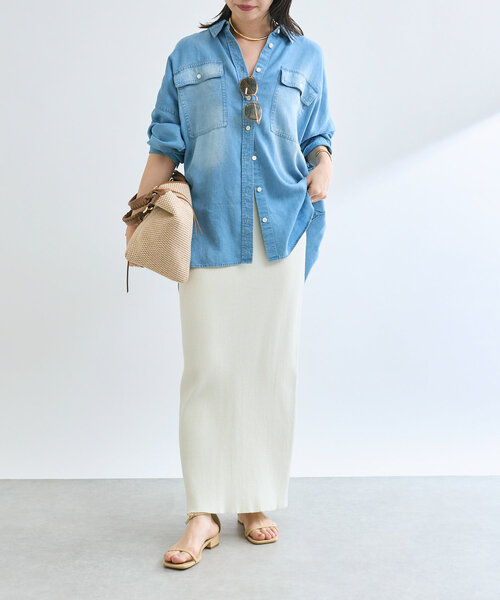 セットアップ可/真夏も快適！】ドレーピーデニムシャツ（シャツ
