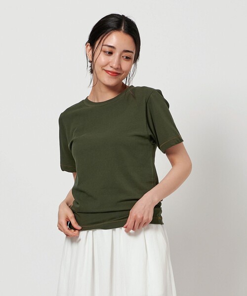 BEAUTY&YOUTH UNITED ARROWS（ビューティーアンドユースユナイテッドアローズ）の「ステッチ コンパクト Tシャツ（Tシャツ/カットソー・レディース・オリーブ/オフホワイト/モカ・FREE）」の3枚目の写真