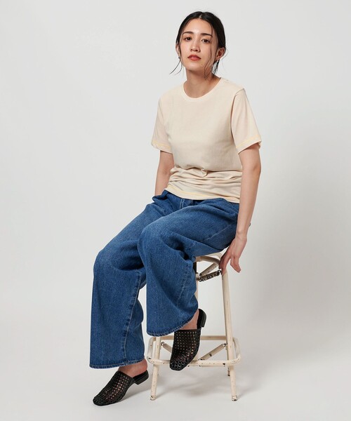 BEAUTY&YOUTH UNITED ARROWS（ビューティーアンドユースユナイテッドアローズ）の「ステッチ コンパクト Tシャツ（Tシャツ/カットソー・レディース・オリーブ/オフホワイト/モカ・FREE）」の5枚目の写真