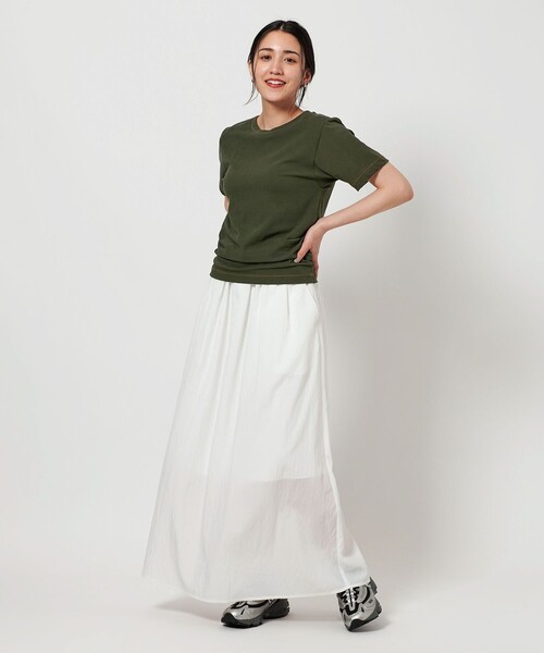 BEAUTY&YOUTH UNITED ARROWS（ビューティーアンドユースユナイテッドアローズ）の「ステッチ コンパクト Tシャツ（Tシャツ/カットソー・レディース・オリーブ/オフホワイト/モカ・FREE）」の9枚目の写真