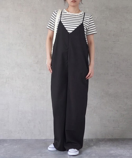 SELECT LEVERY(セレクトリベリー)の「キャミサロペットパンツ 楽ちん オールインワン(サロペット/オーバーオール・レディース・ブラック/モカ/ベージュ・X-LARGE/LARGE/MEDIUM/SMALL)」の1枚目の写真