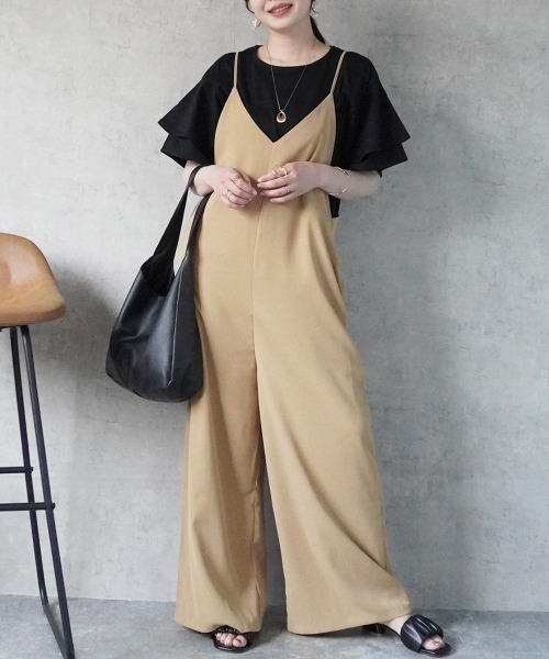 SELECT LEVERY(セレクトリベリー)の「キャミサロペットパンツ 楽ちん オールインワン(サロペット/オーバーオール・レディース・ブラック/モカ/ベージュ・X-LARGE/LARGE/MEDIUM/SMALL)」の18枚目の写真