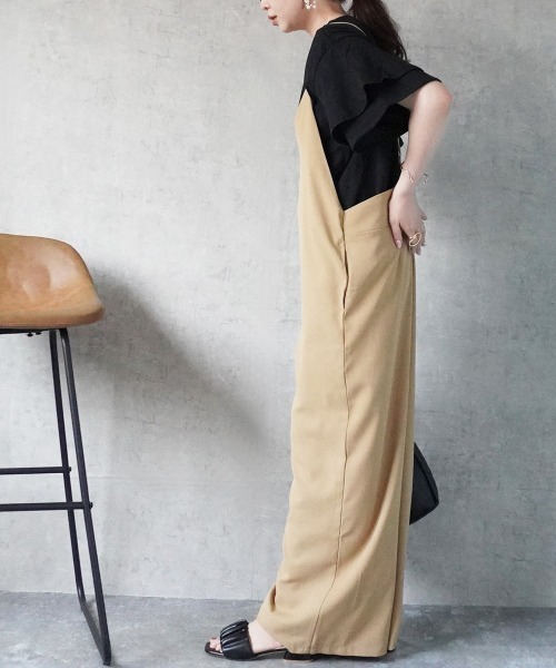 SELECT LEVERY(セレクトリベリー)の「キャミサロペットパンツ 楽ちん オールインワン(サロペット/オーバーオール・レディース・ブラック/モカ/ベージュ・X-LARGE/LARGE/MEDIUM/SMALL)」の19枚目の写真