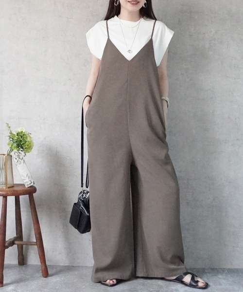 SELECT LEVERY(セレクトリベリー)の「キャミサロペットパンツ 楽ちん オールインワン(サロペット/オーバーオール・レディース・ブラック/モカ/ベージュ・X-LARGE/LARGE/MEDIUM/SMALL)」の12枚目の写真