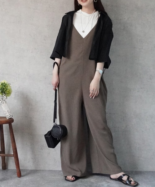 SELECT LEVERY(セレクトリベリー)の「キャミサロペットパンツ 楽ちん オールインワン(サロペット/オーバーオール・レディース・ブラック/モカ/ベージュ・X-LARGE/LARGE/MEDIUM/SMALL)」の16枚目の写真
