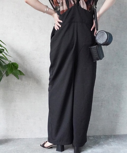 SELECT LEVERY(セレクトリベリー)の「キャミサロペットパンツ 楽ちん オールインワン(サロペット/オーバーオール・レディース・ブラック/モカ/ベージュ・X-LARGE/LARGE/MEDIUM/SMALL)」の4枚目の写真