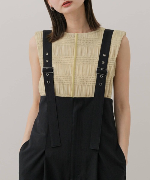 SENSE OF PLACE by URBAN RESEARCH（センスオブプレイスバイアーバンリサーチ）の「シャーリングパイピングカットトップ（Tシャツ/カットソー・レディース・ベージュ/アイボリー/ライトベージュ/チャコールグレー/ブラック・ONE）」の5枚目の写真